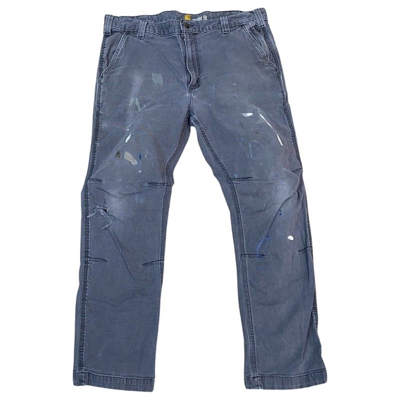 Carhartt Pants Mens 38x30 Gray Charcoal (Measures 36x28) Distressed Paint - Picture 1 of 8